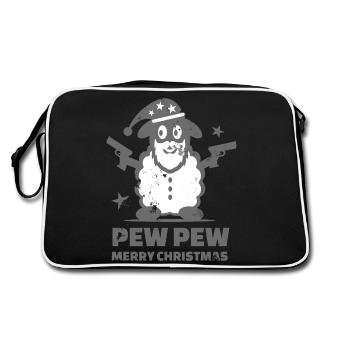 Sheep Pew Pew Merry Christmas Gift - Retro Bag - black/white - Back