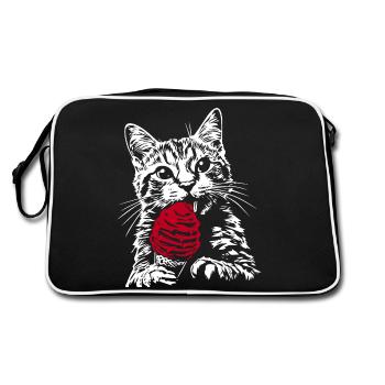 Lustige Katze Eis - Retro Bag - black/white - Back