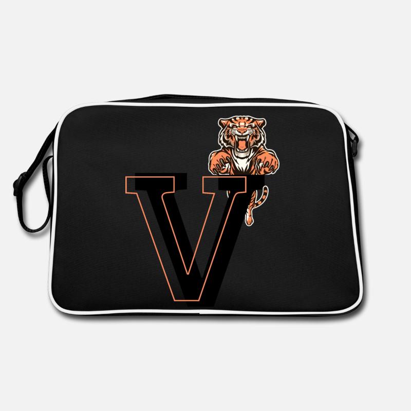 Buchstabe v Tiger - Geschenkidee Retro Tasche