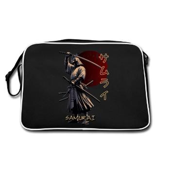 Samouraï à l’épée et caractères japonais - Sac Retro - noir/blanc - Dos