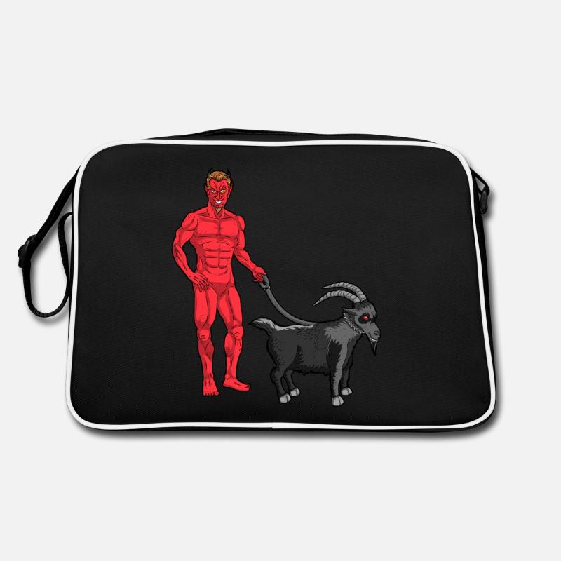 DEVIL WITH GOAT - Black Phillip goes for a ride - Retro Bag - black/white
