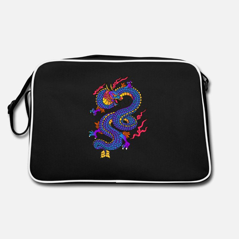 Drache - Retro Tasche - Schwarz/Weiß