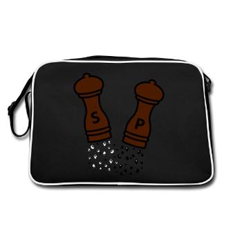 Sel et poivre / moulins à épices en bois / idée cadeau - Sac Retro - noir/blanc - Dos