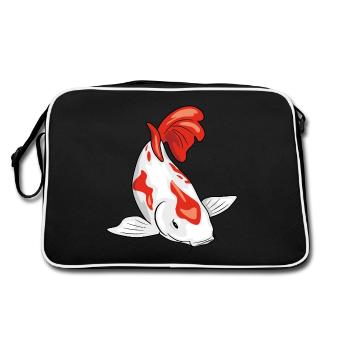 Koi-Fische - Retro Tasche - Schwarz/Weiß - Hinten