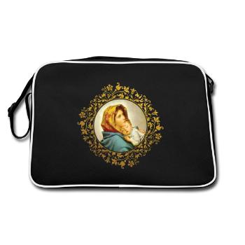 Maria und das Jesus Kind - Retro Tasche - Schwarz/Weiß - Hinten