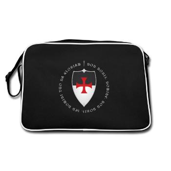 Knights Templar Crusader Motto and Cross - Retro Tasche - Schwarz/Weiß - Hinten