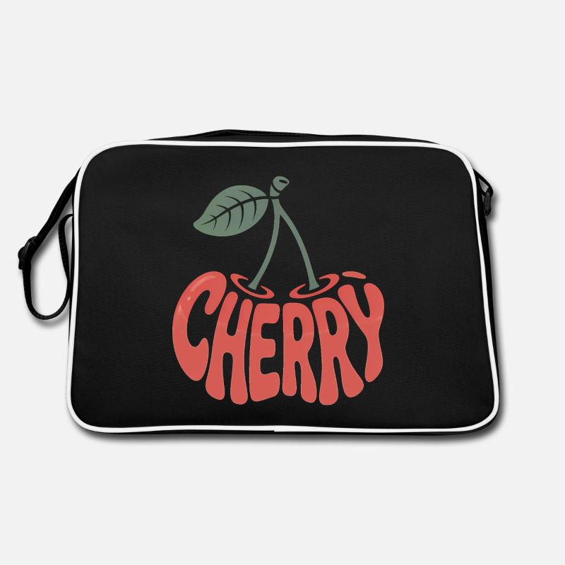 Kirsche - Cooles Frucht-Logo - Retro Tasche - Schwarz/Weiß