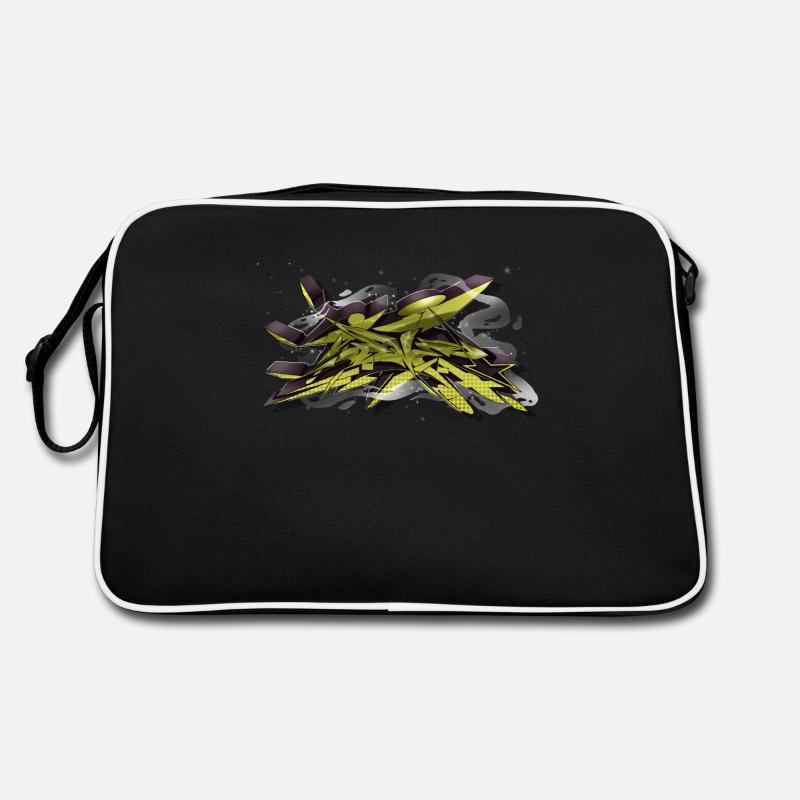 Graffiti Gold&Schwarz - Retro Tasche - Schwarz/Weiß