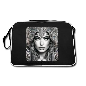 Mystische Fantasy Frau - Retro Tasche - Schwarz/Weiß - Hinten