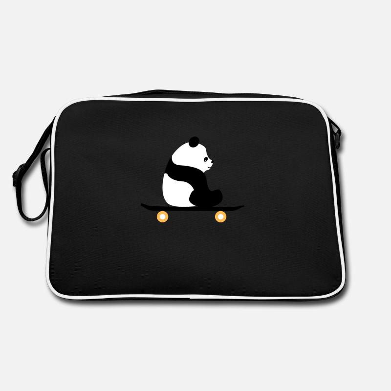 Panda auf Skateboard Retro Tasche