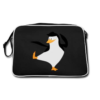 Penguin stands on one leg - Retro Bag - black/white - Back