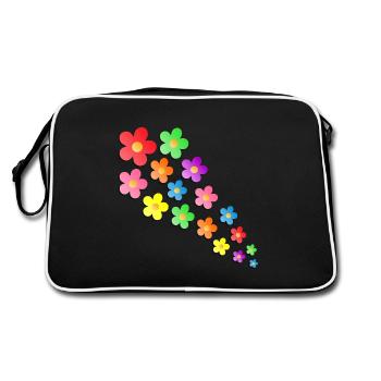 Flower Power - Retro Tasche - Schwarz/Weiß - Hinten