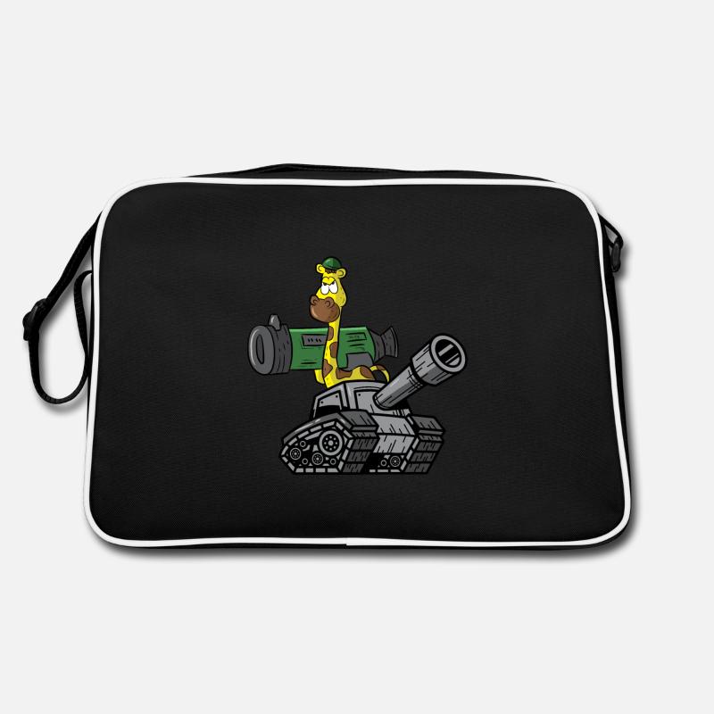 Comic Soldat Giraffe mit Bazooka und Panzer Retro Tasche