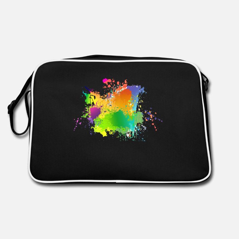 Farbkleckse - Retro Tasche - Schwarz/Weiß