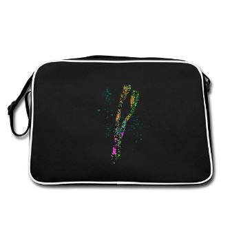 Apnoetaucher in bunt - Retro Tasche - Schwarz/Weiß - Hinten