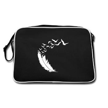 Plume - Oiseaux - Essaim d’oiseaux - Art abstrait - Sac Retro - noir/blanc - Dos