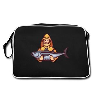 Pêcheur avec gros poissons - Sac Retro - noir/blanc - Dos