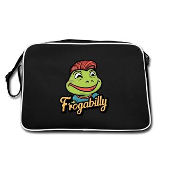 Cartoon Frog with a Rockabilly Haircut - Retro Bag - black/white - Back