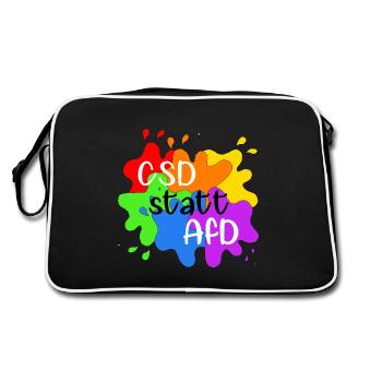 CSD statt AfD - Retro Tasche - Schwarz/Weiß - Hinten