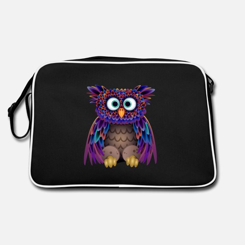 Die bunte Eule - Retro Tasche - Schwarz/Weiß