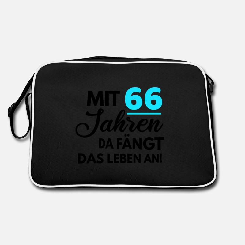 Mit 66 Jahren da fängt das Leben an - Retro Tasche - Schwarz/Weiß