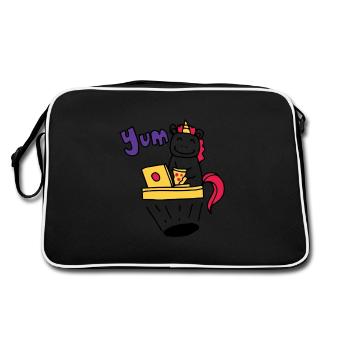 Licorne astronaute espace cadeau poney idée rouge - Sac Retro - noir/blanc - Dos