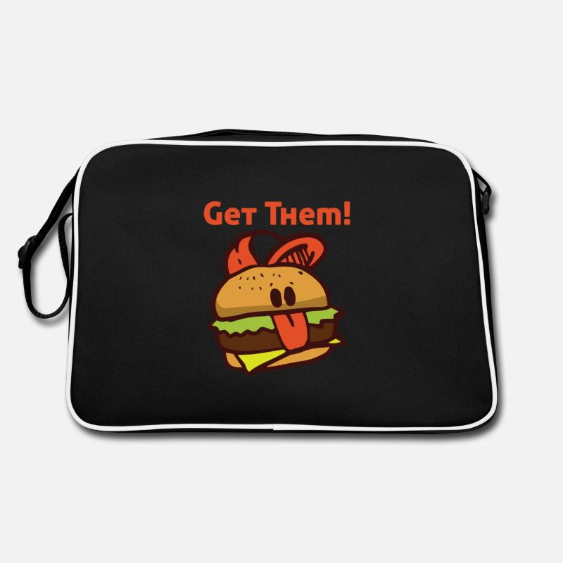 Burger lecker Fleisch Rind Geschenk essen - Retro Tasche - Schwarz/Weiß