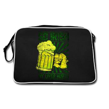 Irisch meine Leber schmerzt Bier trinken Geschenk - Retro Tasche - Schwarz/Weiß - Hinten