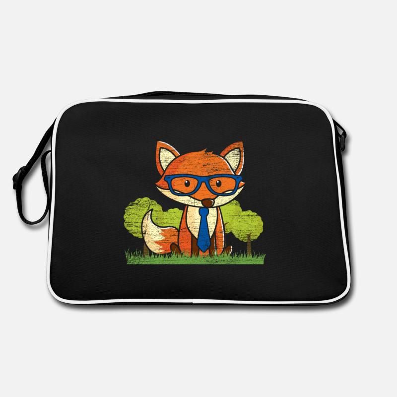 Fuchs Tier Geschenke orange schlau vintage Wald - Retro Tasche - Schwarz/Weiß