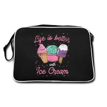 Glace, glace douce, glace, eau, glace, soleil, été, cadeau - Sac Retro - noir/blanc - Dos