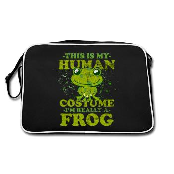 Frosch Karneval Kostüm Halloween Verkleidung - Retro Tasche - Schwarz/Weiß - Hinten