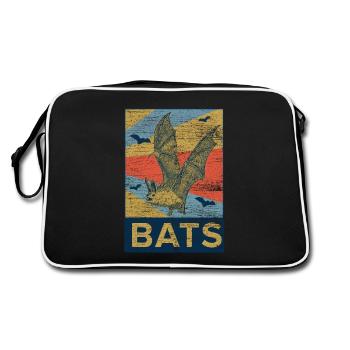 Fledermaus Flügel Vampir Halloween Geschenk Tier - Retro Tasche - Schwarz/Weiß - Hinten