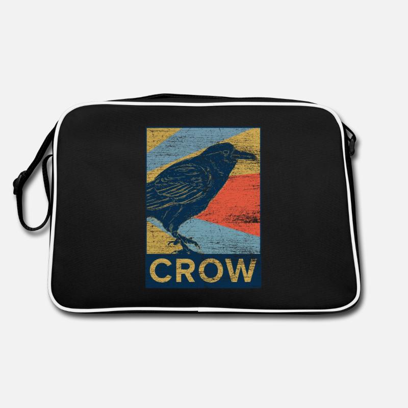 Rabe Krähe Vogel Tier Geschenk Haustier vintage - Retro Tasche - Schwarz/Weiß