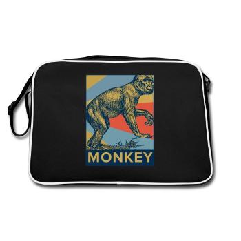 Monkey primate chimpanzee gorilla animal gift - Retro Bag - black/white - Back
