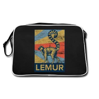 Lemur monkey semi-monkey animal gift animal protection. - Retro Bag - black/white - Back