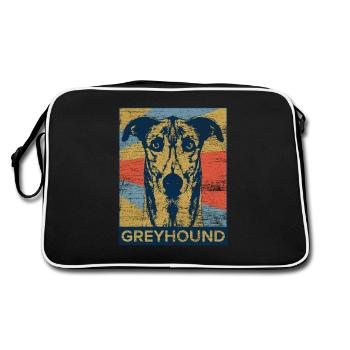Windhund - Retro Tasche - Schwarz/Weiß - Hinten