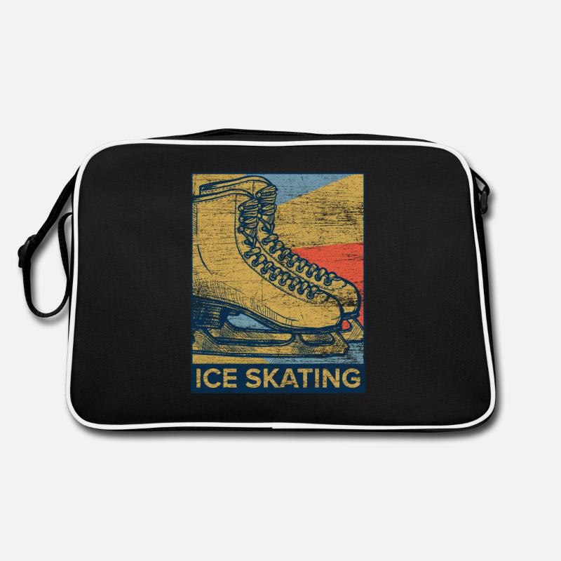 Retro Eiskunstlaufen Schlittschuhe - Retro Tasche - Schwarz/Weiß