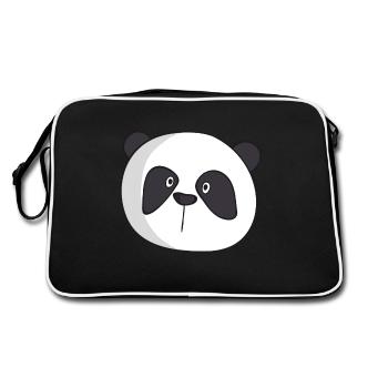 Panda Gesicht - Retro Tasche - Schwarz/Weiß - Hinten