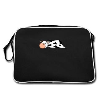 Vache fatiguée | cadeau mignon doux amour des animaux - Sac Retro - noir/blanc - Dos