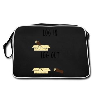 Computer Science Joke Log In Log Out Nerd Office Gift - Retro Bag - black/white - Back