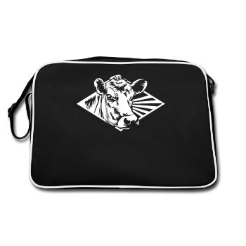 Vache chuchoteur vache crâne agriculteur agriculteur - Sac Retro - noir/blanc - Dos