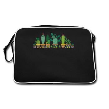 Cactus cactus cactus cactus cactus plants - Retro Bag - black/white - Back
