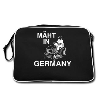 Mäht in Germany Gärtner Rasenmäher Garten - Retro Tasche - Schwarz/Weiß - Hinten