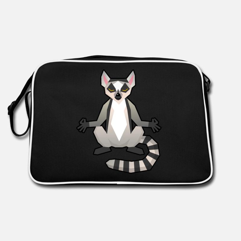Lemur Meditation - Retro Tasche - Schwarz/Weiß