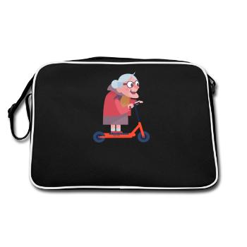 Grand-mère Scooter Trottinette Gandma Grossmuter - Sac Retro - noir/blanc - Dos