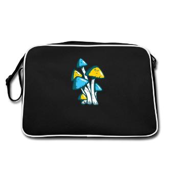 Mushroom PSY Mushrooms Psytrance Psychedelic Techno Music - Retro Bag - black/white - Back
