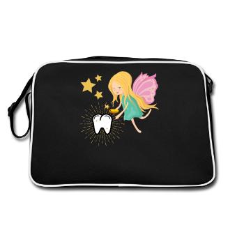 Tooth fairy tooth fairy wobble tooth Magic children teeth - Retro Bag - black/white - Back