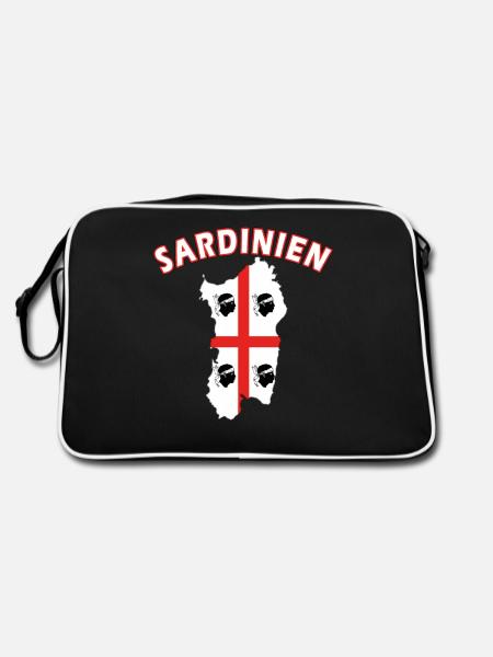Sardinien Landkarte Urlaub Motorrad Flagge - Retro Tasche - Schwarz/Weiß - Hinten