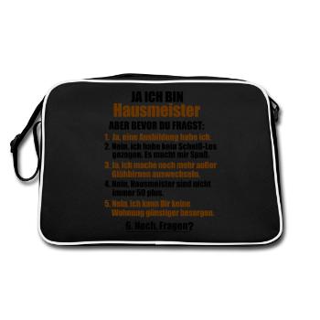 Profession Caretaker Worksprüche Funny sayings - Retro Bag - black/white - Back