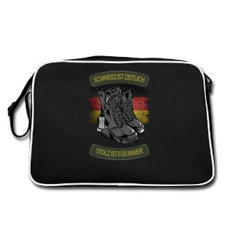 Bundeswehr STOLZ Beruf Soldat Soldaten Geschenk - Retro Tasche - Schwarz/Weiß - Hinten